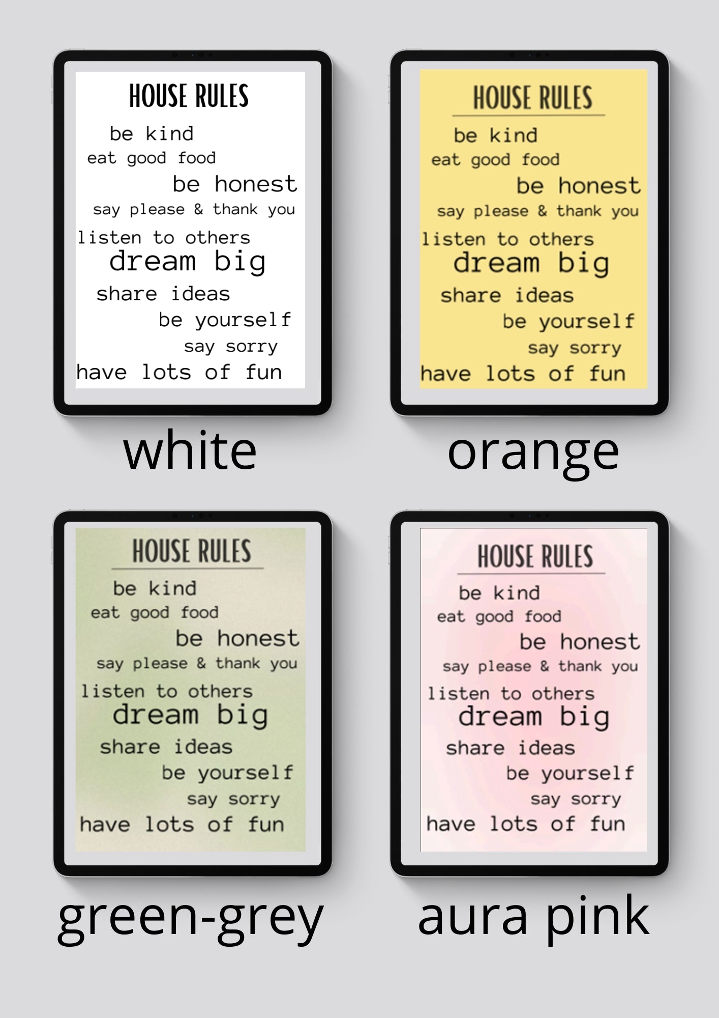 Extended house rules poster