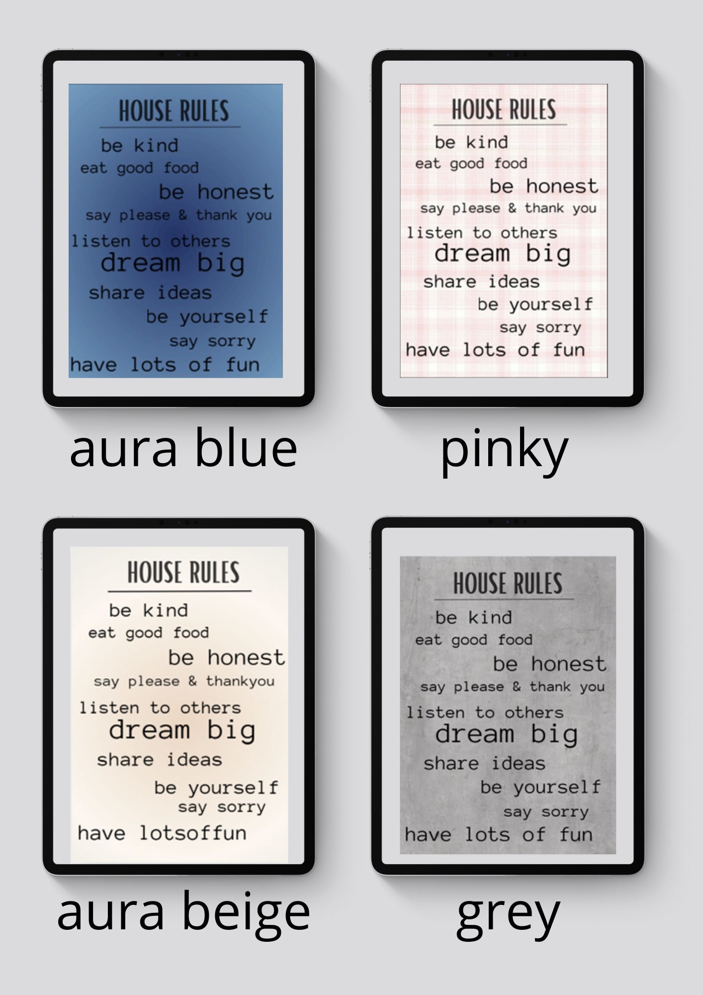 Extended house rules poster