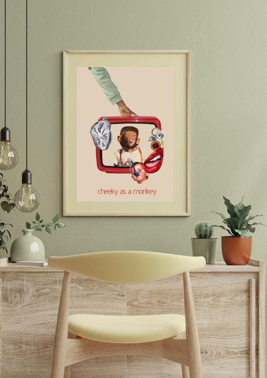 cheeky as a monkey wall art - vintage - trendy wall art - instant digital download
